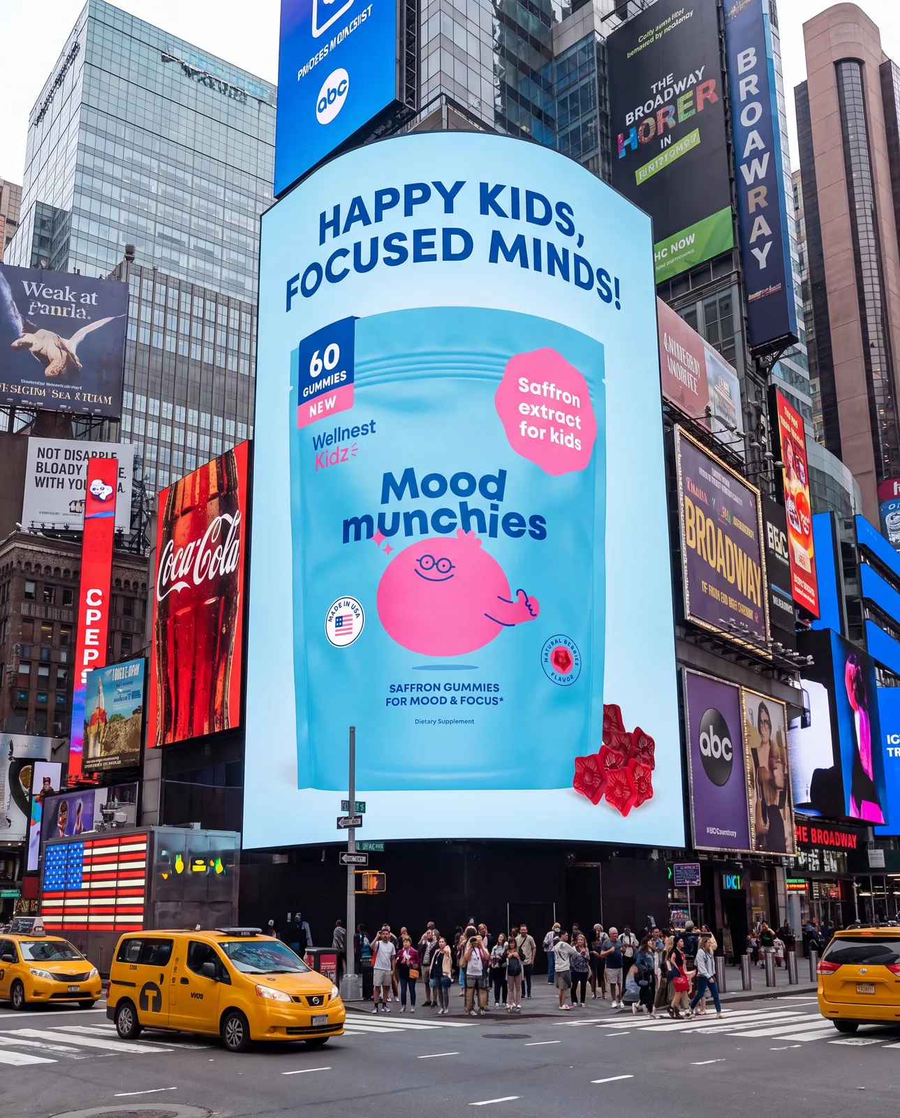 Wellnest Kidz on a Times Square billboard