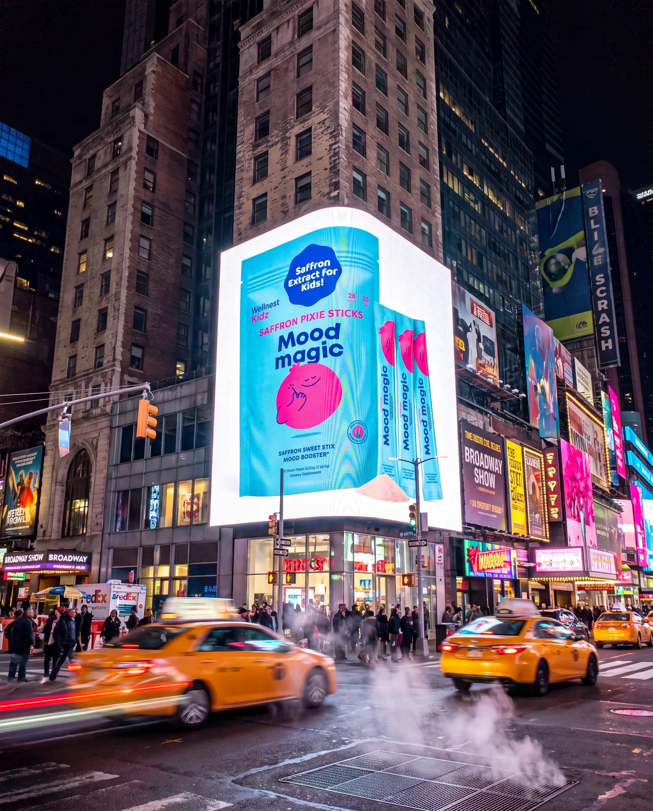 Wellnest Kidz on a Times Square billboard